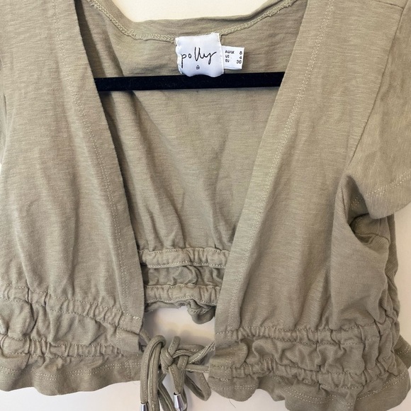 JAMISON Reid Princess Polly Crop Top in Khaki - Picture 8 of 8